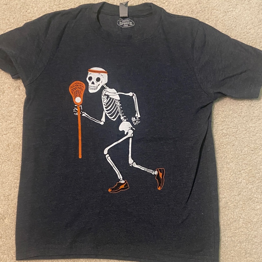 Boys M (8) Skeleton Lacrosse T-Shirt